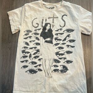 Olivia Rodrigo Graphic T-Shirt in Off-White with Eye Print Design